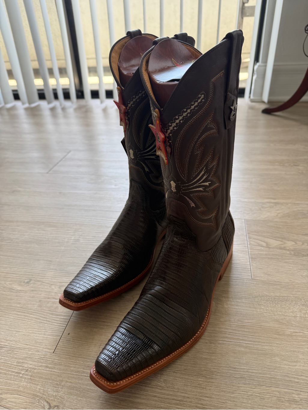 Los Altos Brown Teju Lizard Cowboy Boots Size 12 Ee (Us)
